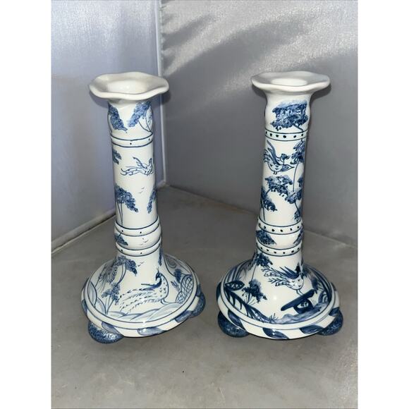 2 Vintage Deborah Sears ISIS Ceramic hand painted candle holders Oxford England - Picture 3 of 5